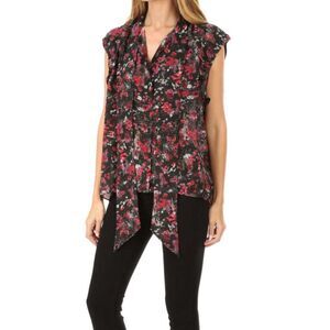 IRO Equal Silk Floral Tie-Neck Blouse